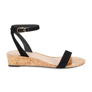 Stuart Weitzman Black Wedge Sandals